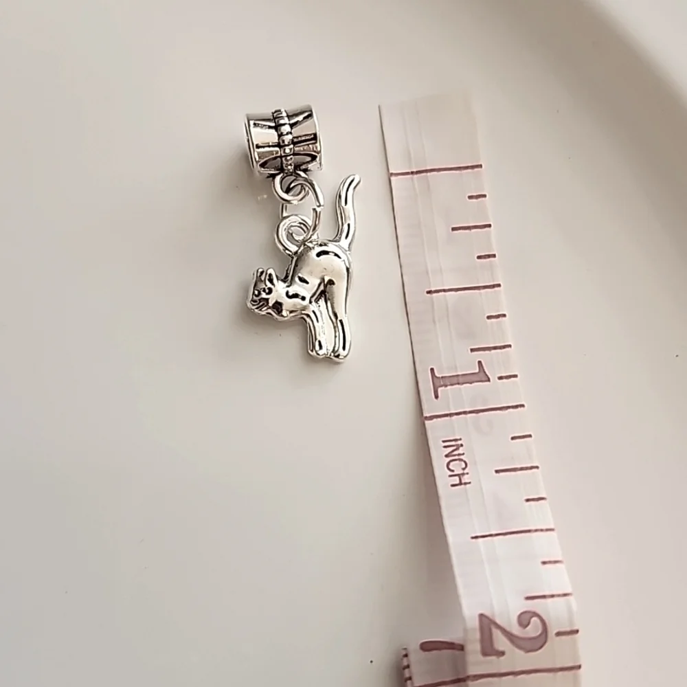 Cat Charm for European Style Bracelets Fits Pandora Systems